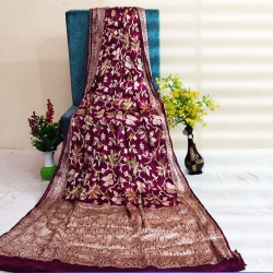 Fancy Banarasi Khadi Chiffon Meenakari Jaal Sari