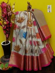 Exclusive Banarasi kora Muslin multi jaal saree