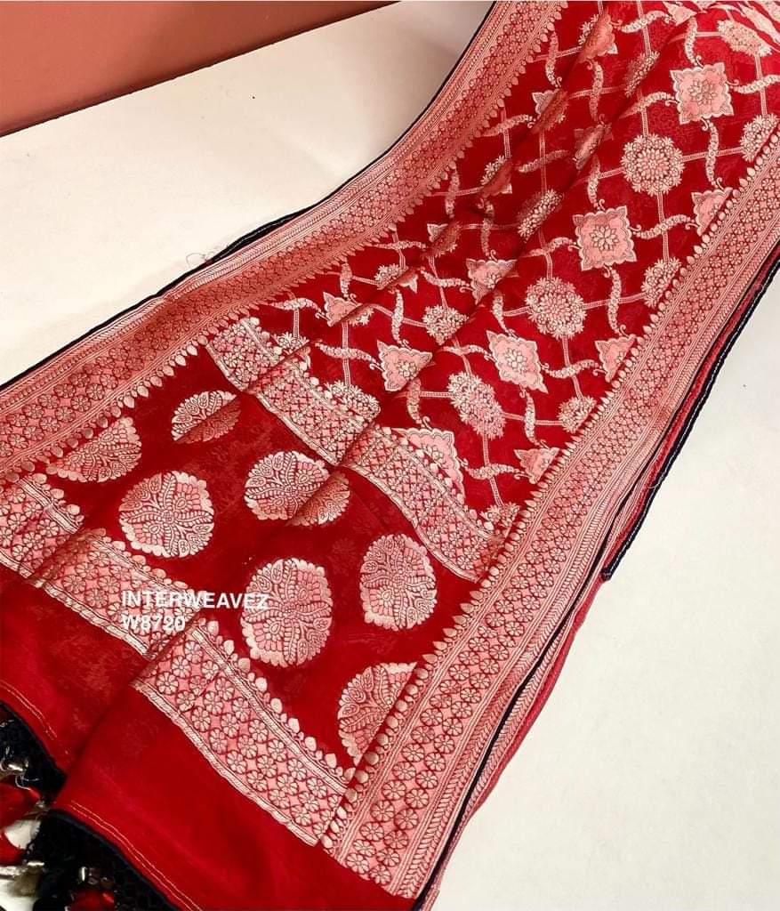 Exclusive Banarasi Semi Georgette Gharchola Designer Saree
