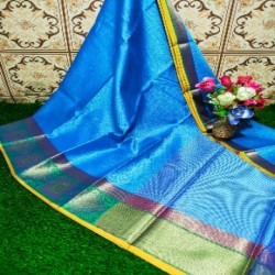 Exclusive Banarasi Tanchoi Kora muslin soft silk with running brocade blouse