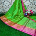 Exclusive Banarasi Tanchoi Kora muslin soft silk with running brocade blouse thumb 1
