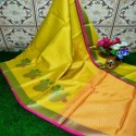 Exclusive Banarasi Tanchoi Zari Kora muslin soft silk with running brocade blouse thumb 1