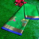 Exclusive Banarasi Tanchoi Zari Kora muslin soft silk with running brocade blouse thumb 2