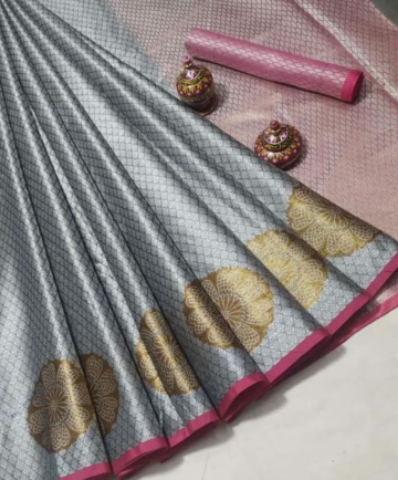 Exclusive Banarasi Tanchoi Zari soft silk with running brocade blouse