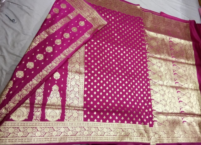 Exclusive Banarsi Katan satin Silk patli Saree for womens