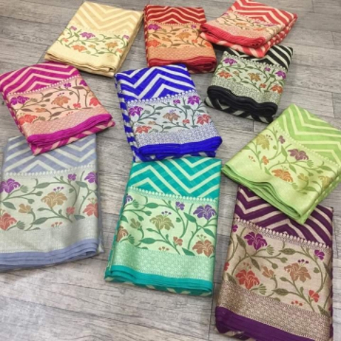 Fancy Georgette Zig zag scart Saree for Womens