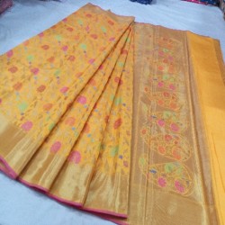 Fancy katan Silk Designer Jaal Saree for women