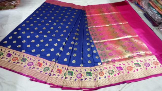 Fancy Katan Silk Meena Butti Saree for women