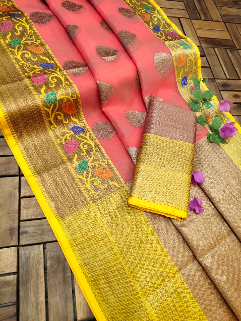 Fancy Kora Silk Multi Scart Butta Saree