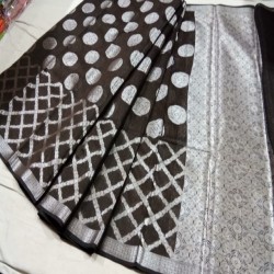 Fancy linen Butta Soft Silk Saree for women