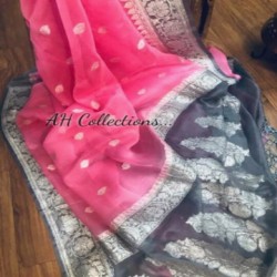 Fancy Pure Chiffon Silver Zari Butti Saree for Women