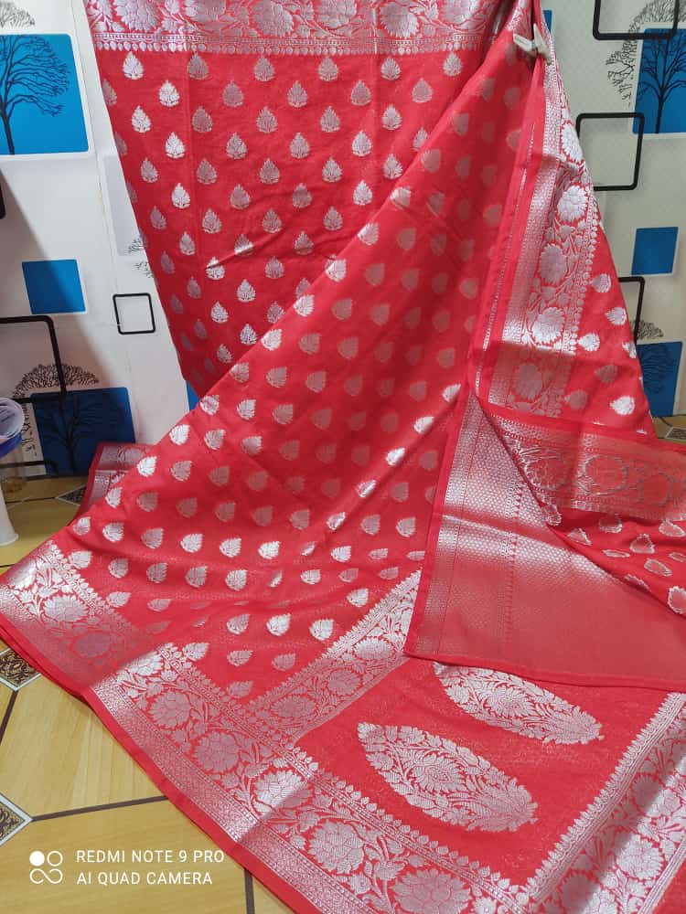 Fancy Semi Georgette Silver Zari Butti Saree 