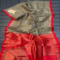 Handwoven Katan Silk Check Saree thumb 4