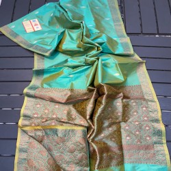 Handwoven Katan Silk Piping Border Butti Saree