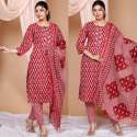 Beautiful Cotton Kurti Pant with Dupatta Set  thumb 3