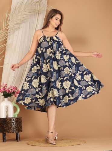Cotton printed one piece dress