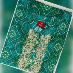 Plus Size Women's Printed Rayon Anarkali Kurti 