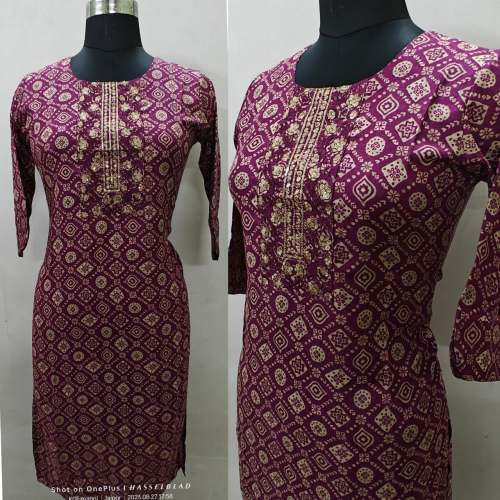 Regular Wear Rayon Foil Print Kurti by Believe Creation