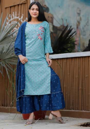 Sky Blue Kurti with dupata Set
