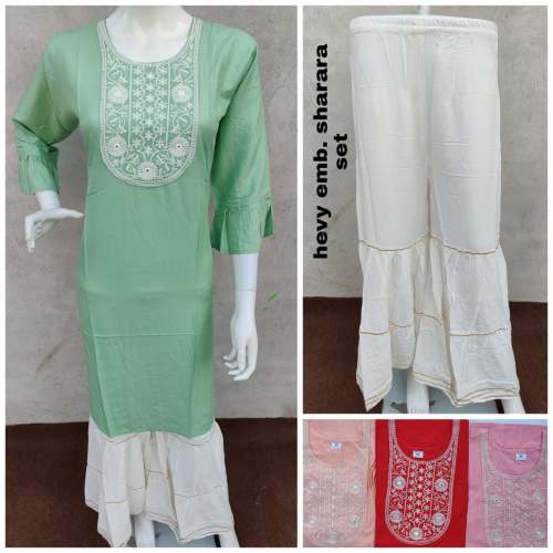 Stylish Plain kurti with palazzo suit 