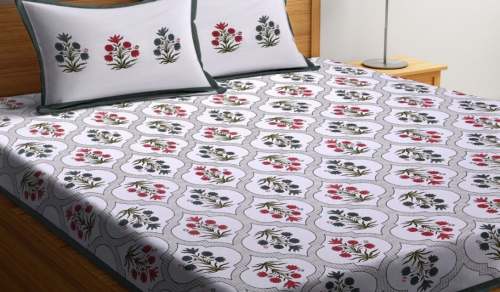 Jaipur Printed Cotton Bedsheets - White by Srishti Textile