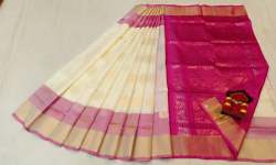 Chiffon Plain Upadda Saree For Ladies