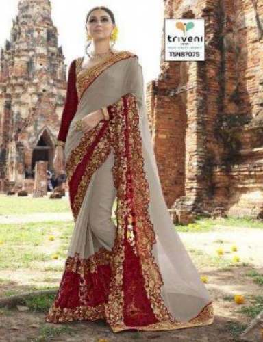 New Collection Georgette Embroidery Saree  by Peppy Collection