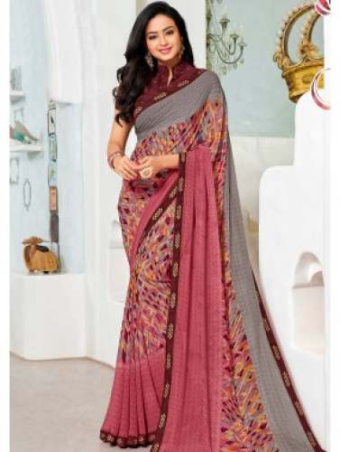 Georgette Printed Border saree by Panash India