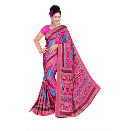 Designer Fancy Pink Turkey Crepe Silk Saree by Vishakha Silk Mills