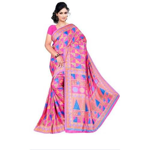 Printed Polyester Silk Saree For Party Wear by Vishakha Silk Mills
