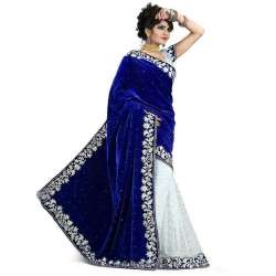 Embroidered velvet saree 
