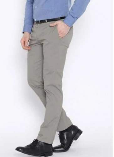 Regular Fit Men Grey Trousers