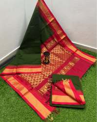 Chanderi Richpallu Kuppadam Temple Border saree