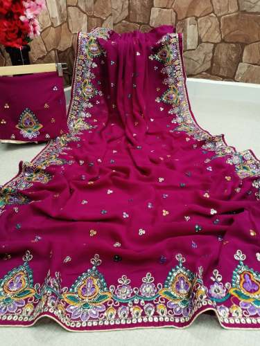 Designer Embroidered Georgette Saree
