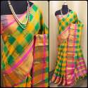 Exclusive Handloom Checks Saree thumb 3