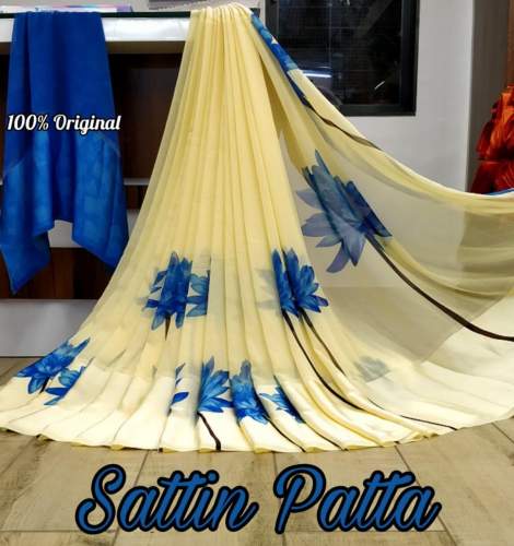 Printed Satin Patta Saree
