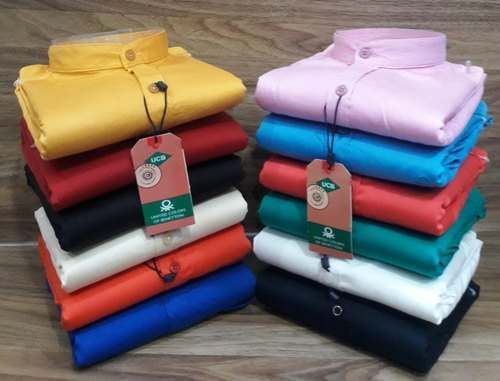 Collar Neck  Linen Plain Shirt
