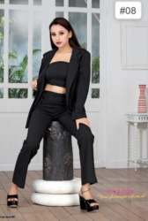 Full Sleeves Ladies Black Cord Set