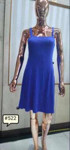 Half Sleeves Plain One Pieces Dress For Ladies 