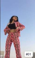 Pink Color Top And Bottom Fancy Cord Set