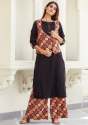 Brown Cotton Kurti and Jacket with Printed Palazzo thumb 2