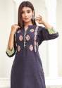 Misskurti Blue Cotton Embroidery Kurta & Palazzo thumb 1
