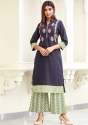 Misskurti Blue Cotton Embroidery Kurta & Palazzo thumb 3