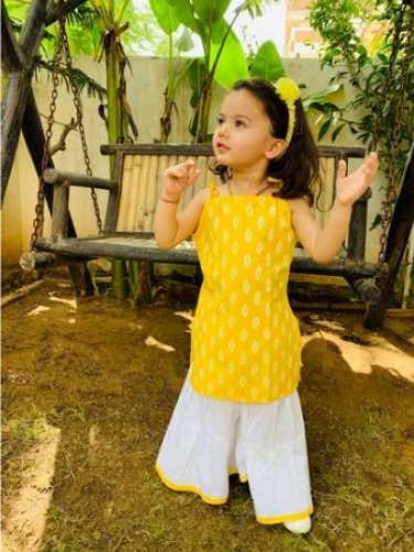 Kids Girls knot style Kurti Sharara Set