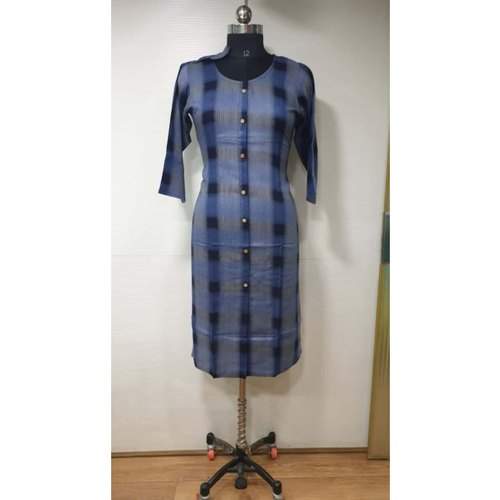 Dark Blue Ladies Cotton party wear kurti 