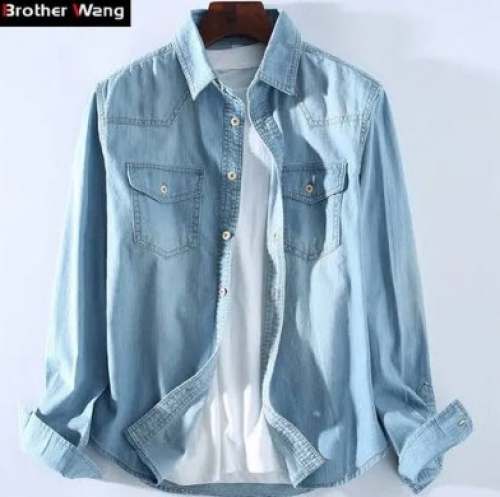 Stylish Denim Plain Shirt  by Ego Menswear