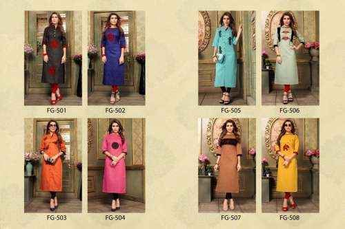 Aplic work Fancy khadi kurti