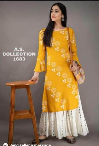 Designer Rayon Kurti With Palazzo Suit 