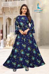 Fancy Printed Western style Crepe Gown 