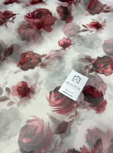Multi Color Digital Printed Floral Organza Fabric